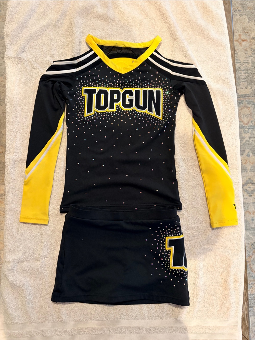 TopGun Kids Black & Yellow Cheer Top and Skirt Set